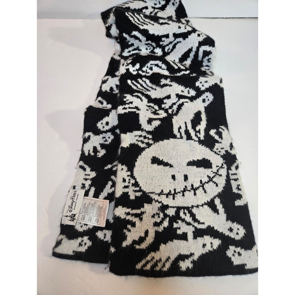 Disney Parks Jack Skeleton Faces Black and White Scarf